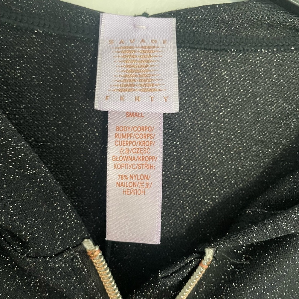 Savage X Fenty Black Metallic Full Zip Hooded Jumpsuit Womens Size Small Glam - Picture 4 of 9